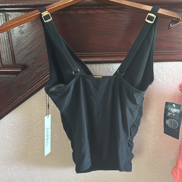 Nicole Miller Womens Small Black Tankini Top & NWT Coral 1 PC Swimsuit Bundle - Picture 7 of 7